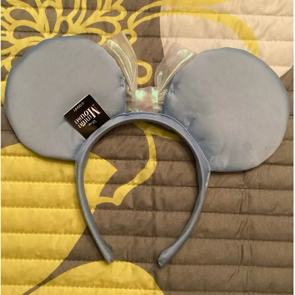 NWOT Disney Princess Cinderella Elsa blue sequins iridescent bow ear headband